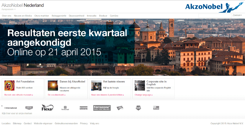 Usability homepage AkzoNobel (klik om te vergroten)