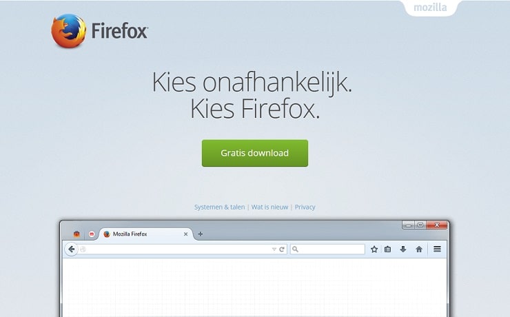 Banaan op de homepage van Firefox