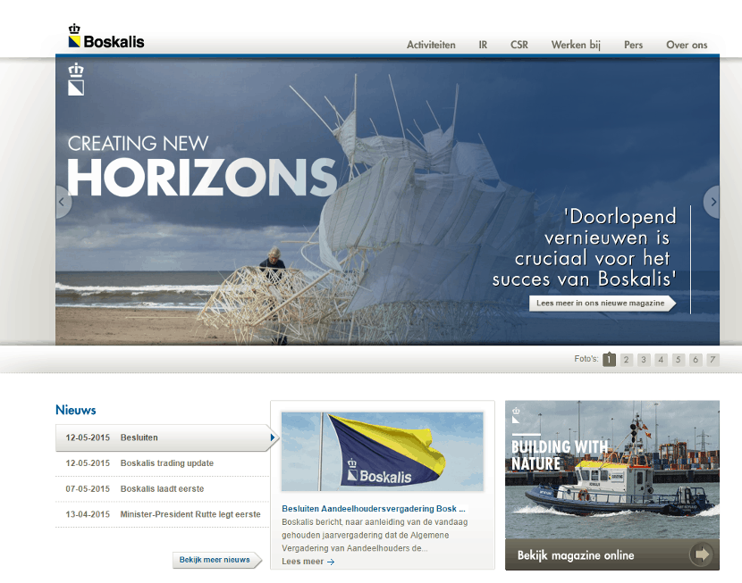 Nieuwe Boskalis homepage (klik om te vergroten)