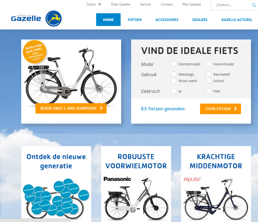 Usability homepage Gazelle (klik om te vergroten)